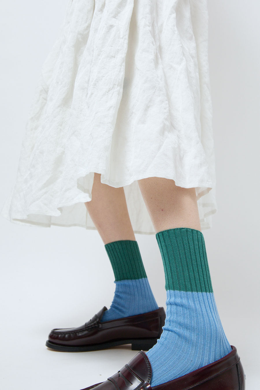 Maria La Rosa Bitone Cotton Socks in Teal and Sky