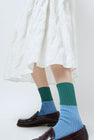 Maria La Rosa Bitone Cotton Socks in Teal and Sky