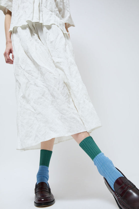 Maria La Rosa Bitone Cotton Socks in Teal and Sky