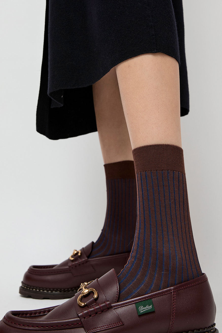 Maria La Rosa Contrast Stripe Viscose Socks in Brown with Blue