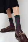 Maria La Rosa Contrast Stripe Viscose Socks in Grey with Fuchsia