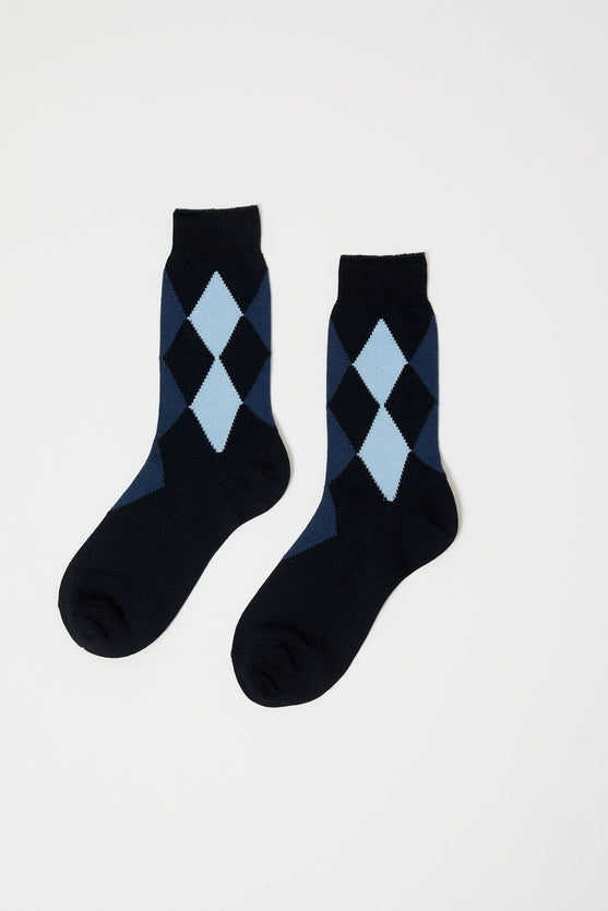 Maria La Rosa Cotton Argyle Socks in Blue