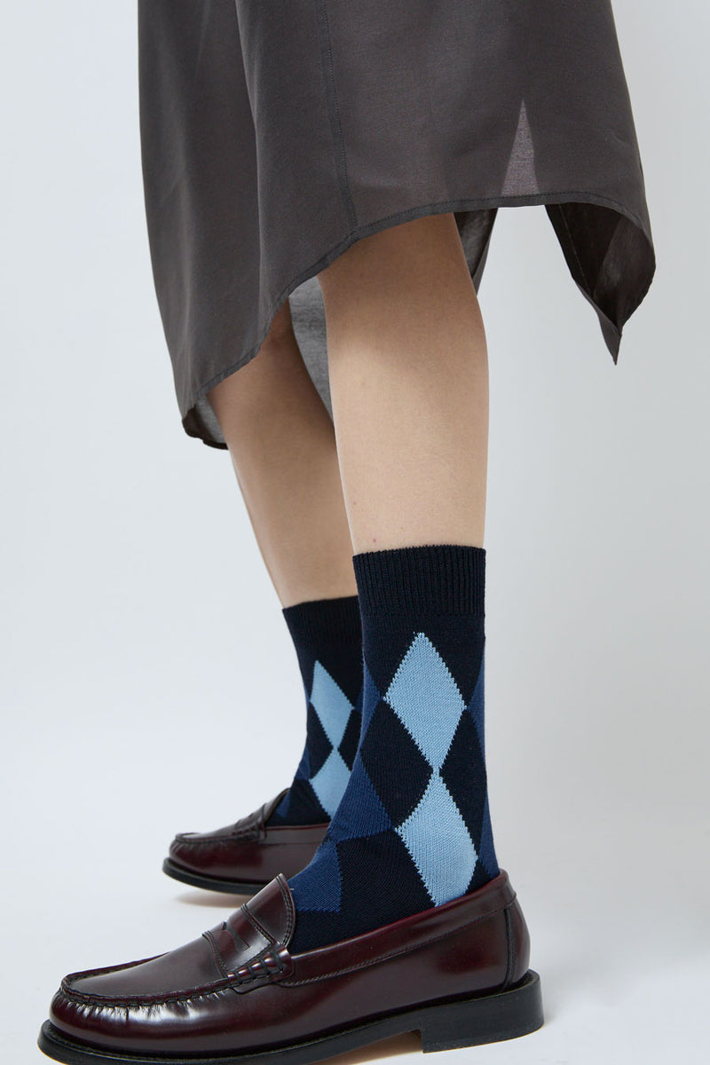 Maria La Rosa Cotton Argyle Socks in Blue