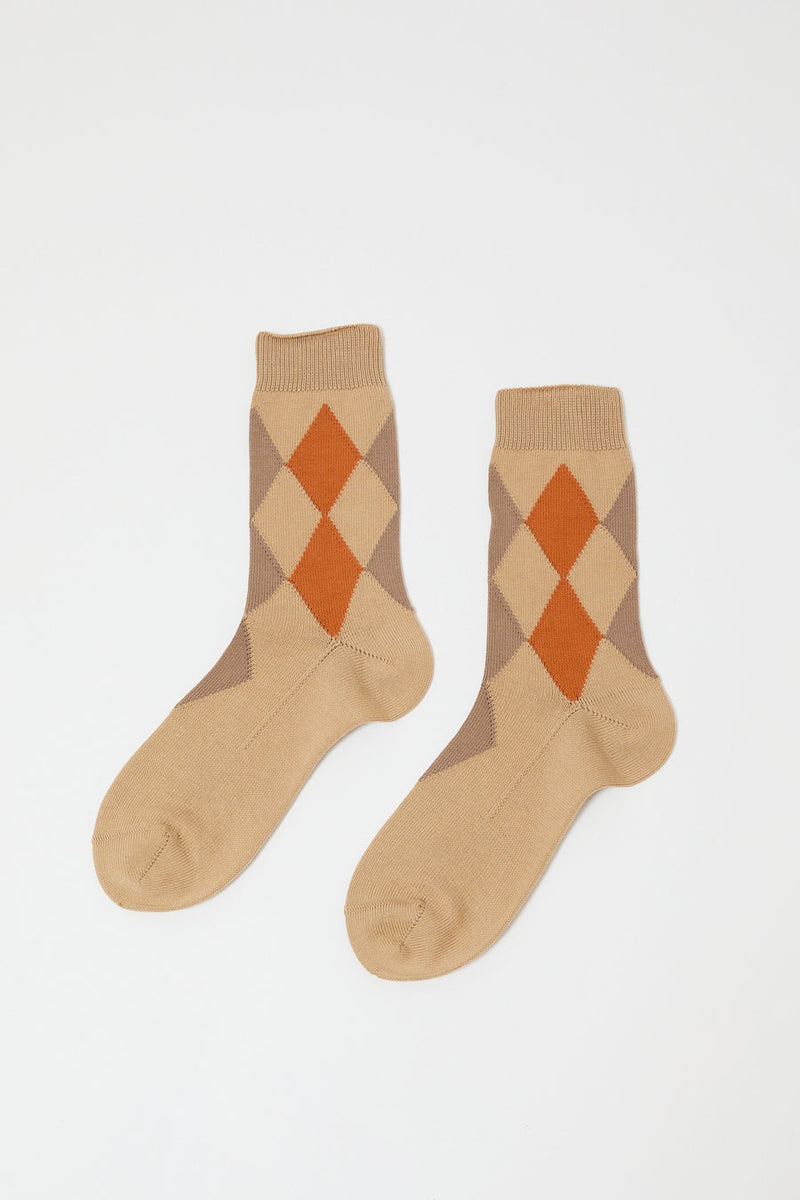 Maria La Rosa Cotton Argyle Socks in Mocha