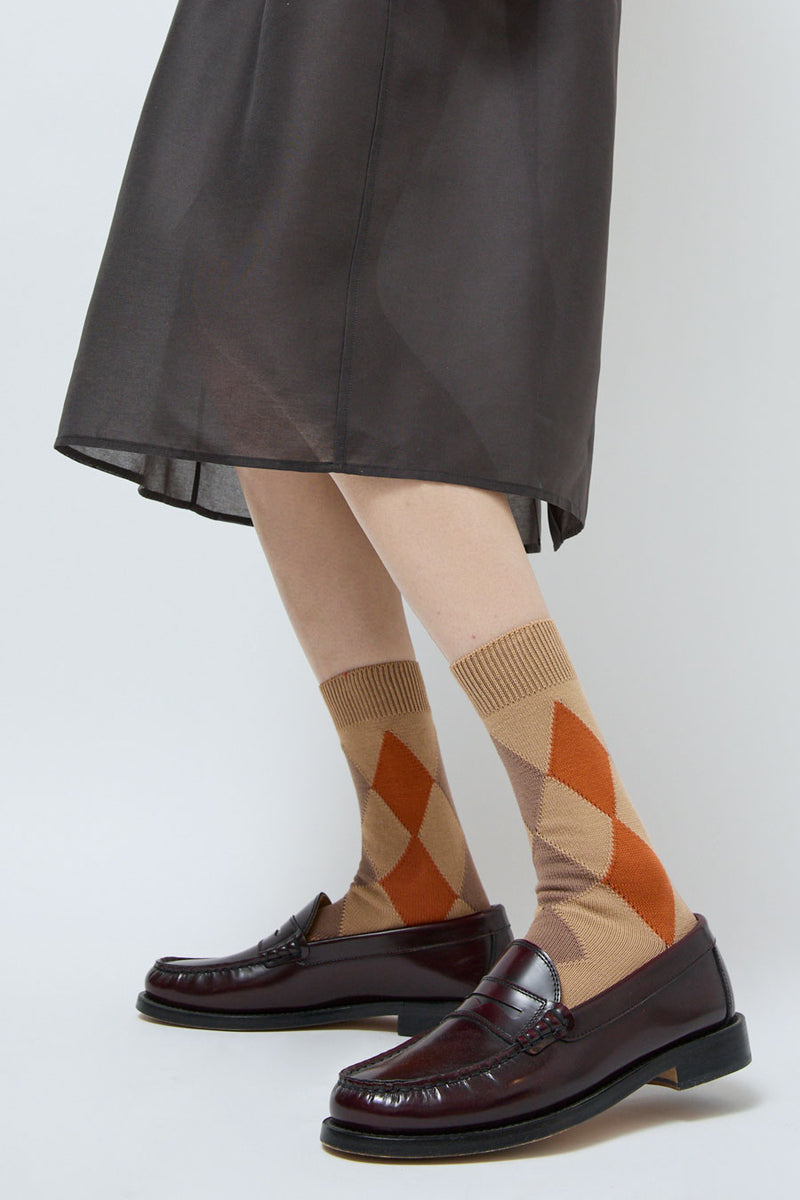 Maria La Rosa Cotton Argyle Socks in Mocha