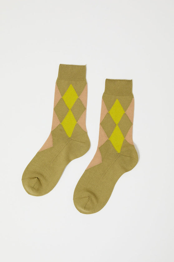 Maria La Rosa Cotton Argyle Socks in Salvia