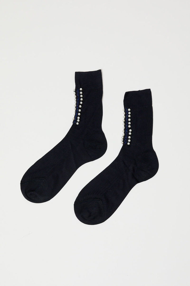 Maria La Rosa Croix Silk Socks in Blue