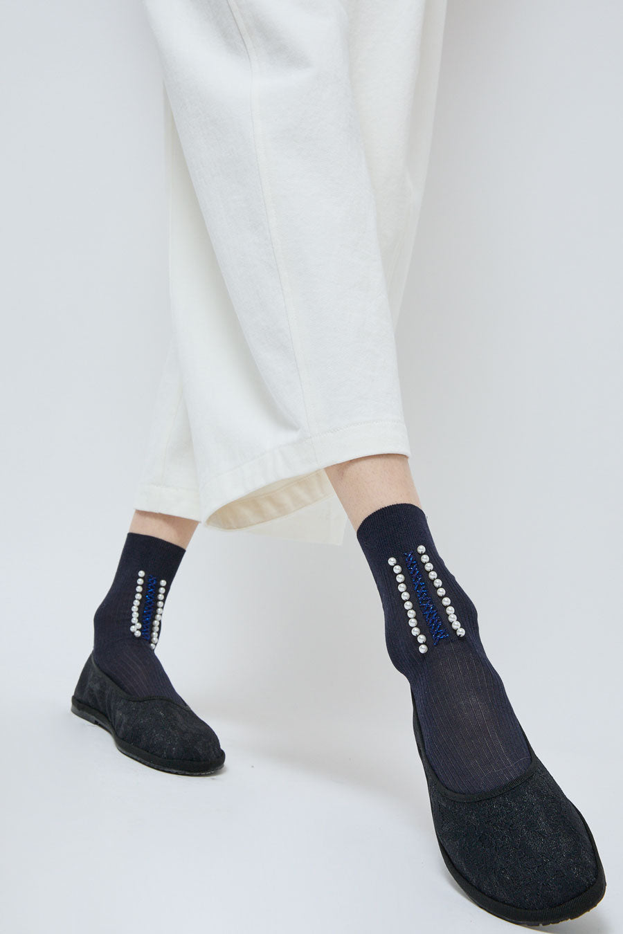 Maria La Rosa Croix Silk Socks in Blue