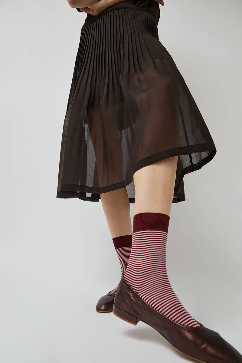 Maria La Rosa Fine Stripe Cotton Socks in Brown