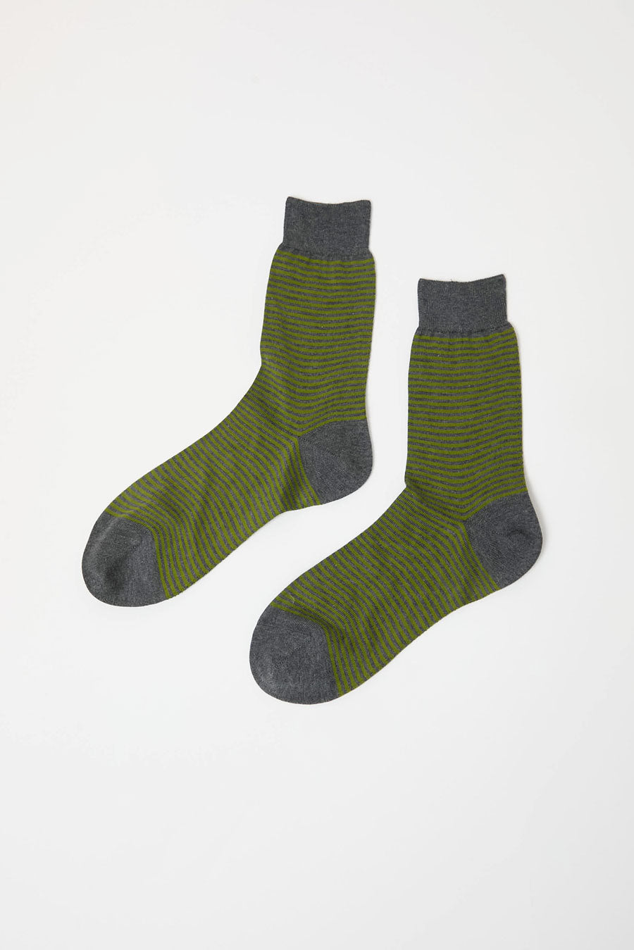 Maria La Rosa Fine Stripe Cotton Socks in Grey Melange