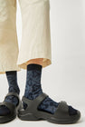 Maria La Rosa Floral Jacquard Mid Calf Socks in Navy