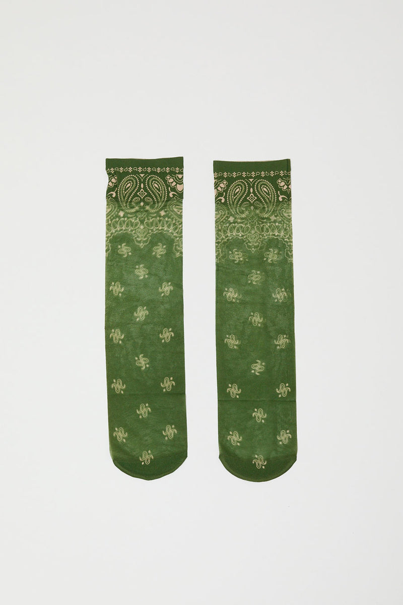 Maria La Rosa Knee High Bandana Socks in Green