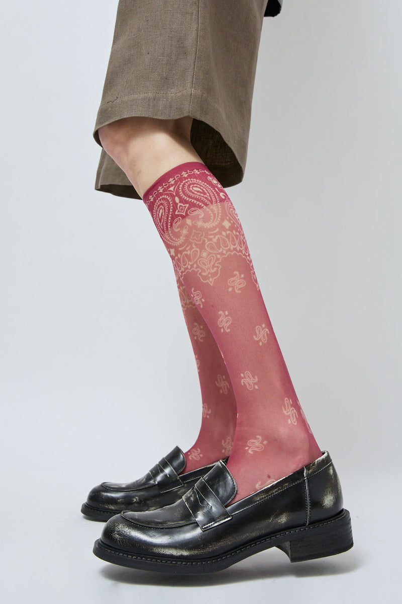 Maria La Rosa Knee High Bandana Socks in Red