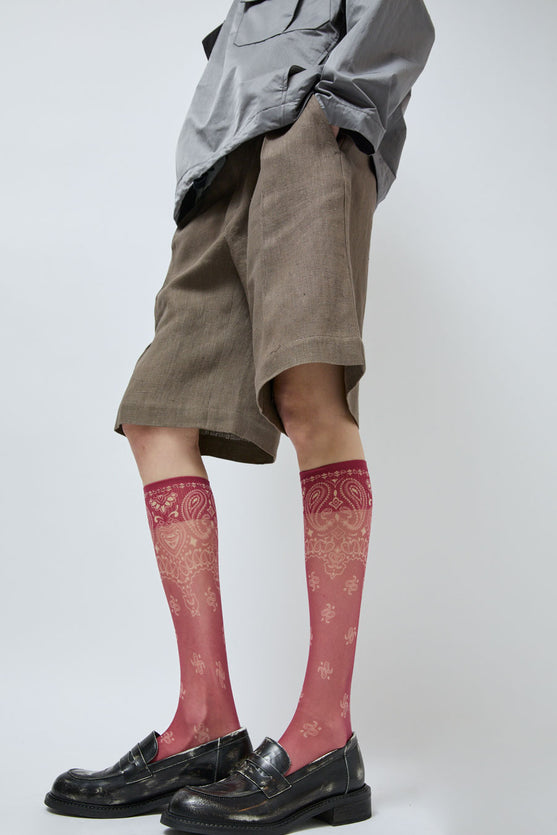 Maria La Rosa Knee High Bandana Socks in Red