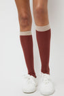 Maria La Rosa Knee High Banded Wool Socks in Camel