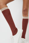 Maria La Rosa Knee High Banded Wool Socks in Camel