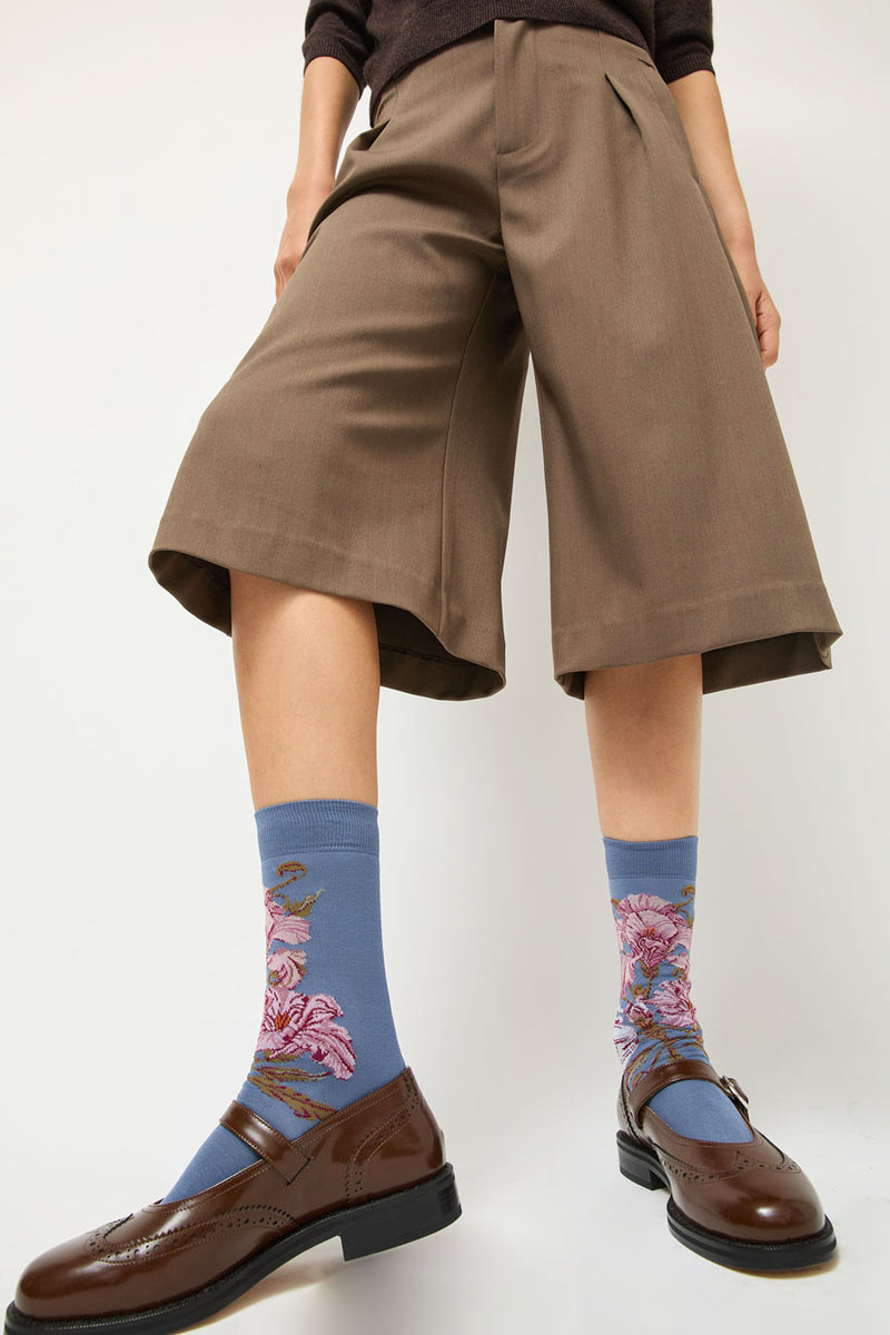 Maria La Rosa Lotus Flower Socks in Acciaio