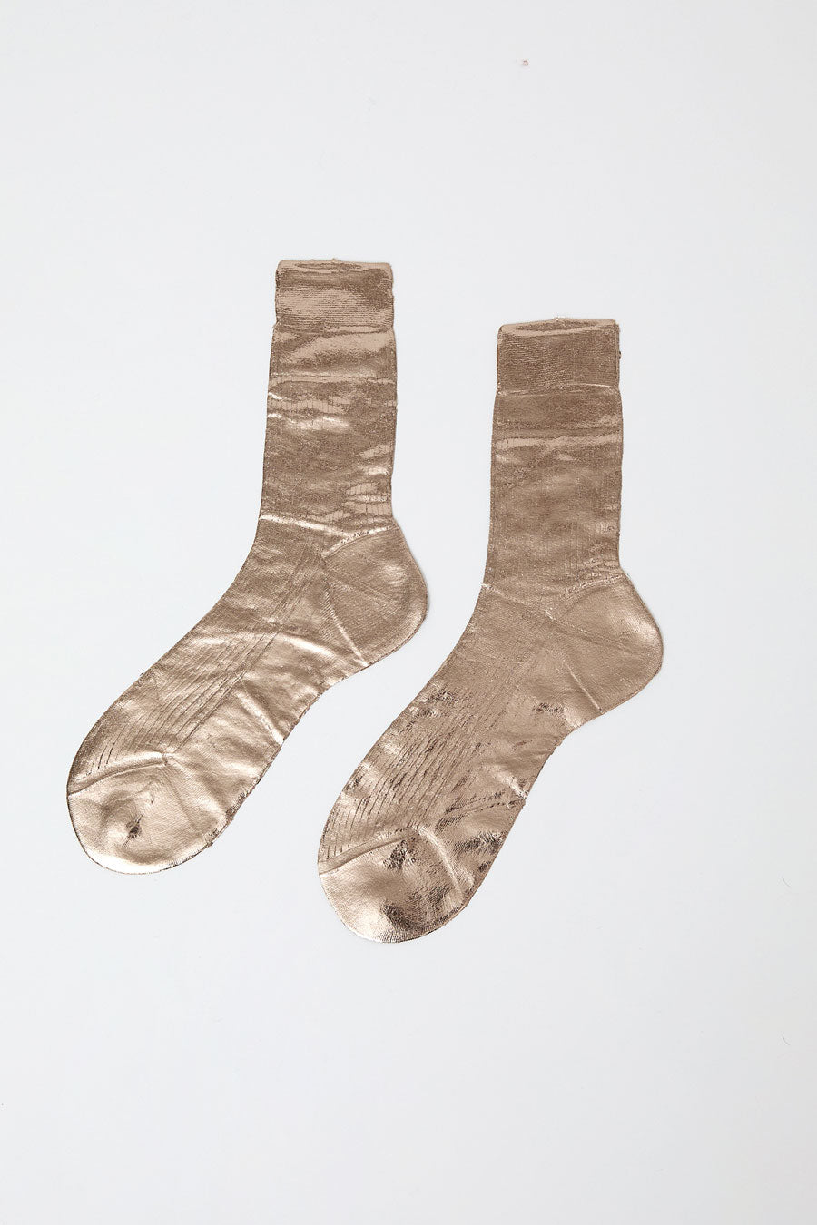 Maria La Rosa Luce Laminated Socks in Bruciato Melange Bronze