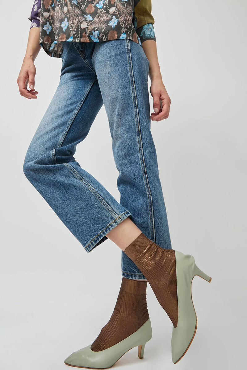 Maria La Rosa One Ribbed Laminated Socks in Brown