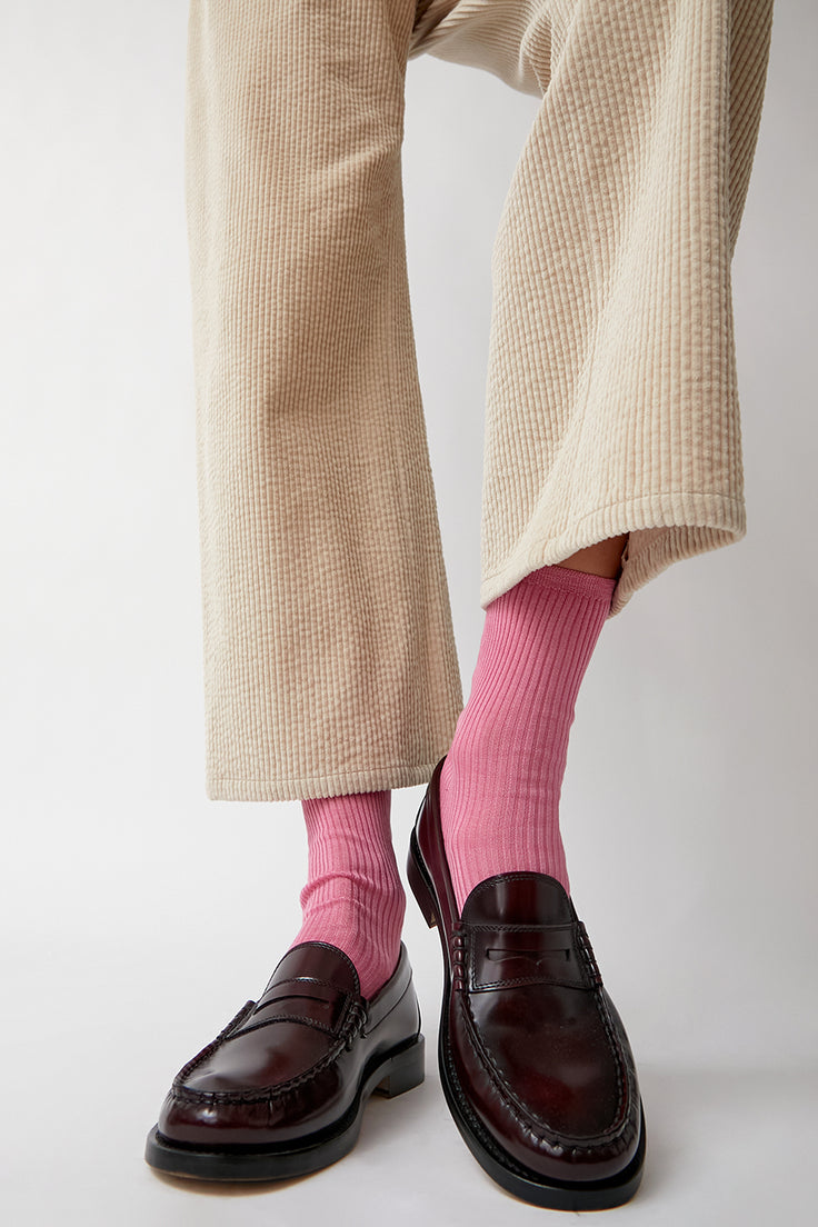 Image of Maria La Rosa Organic Cotton Ribbed Socks in Pink