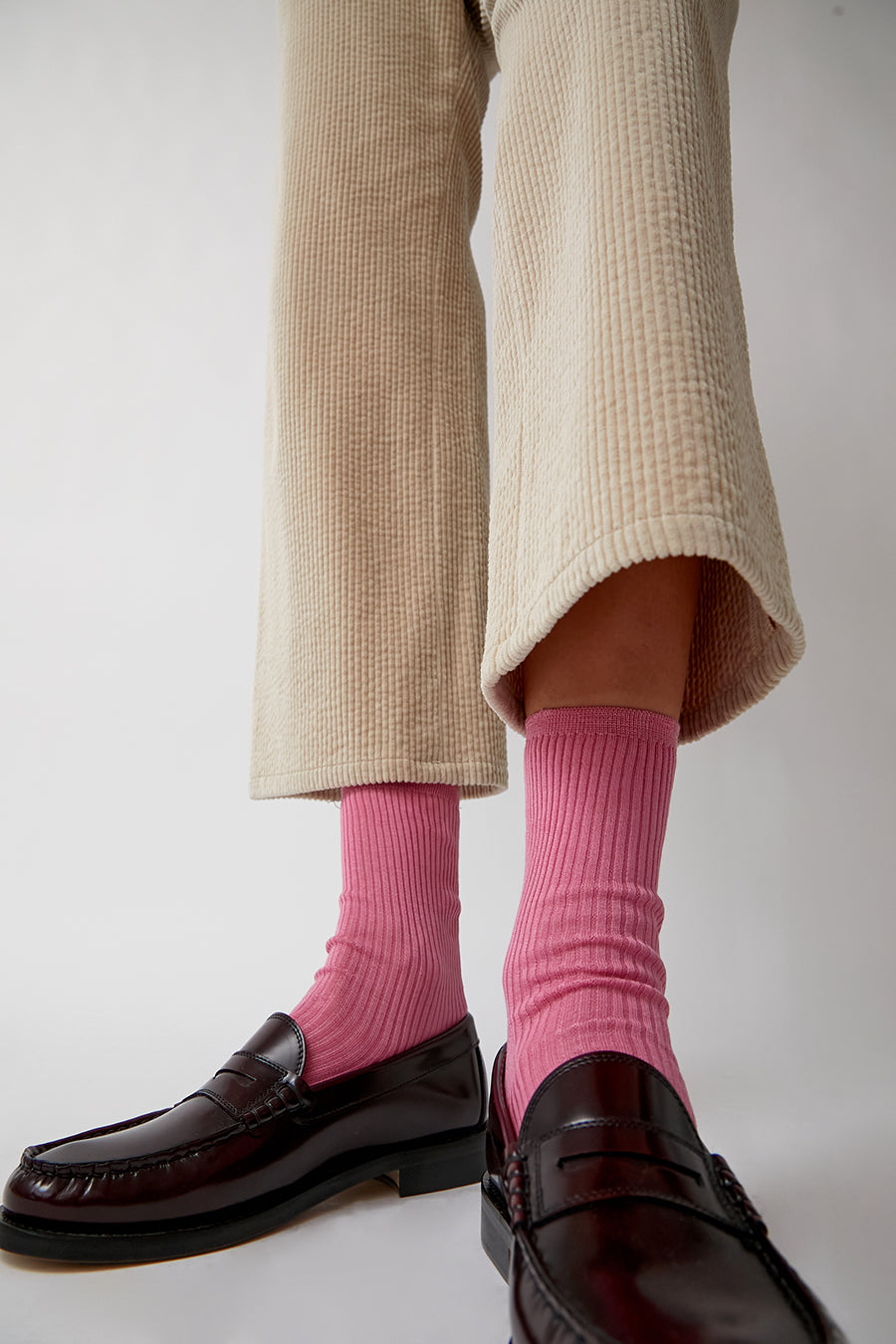 Maria La Rosa Organic Cotton Ribbed Socks in Pink