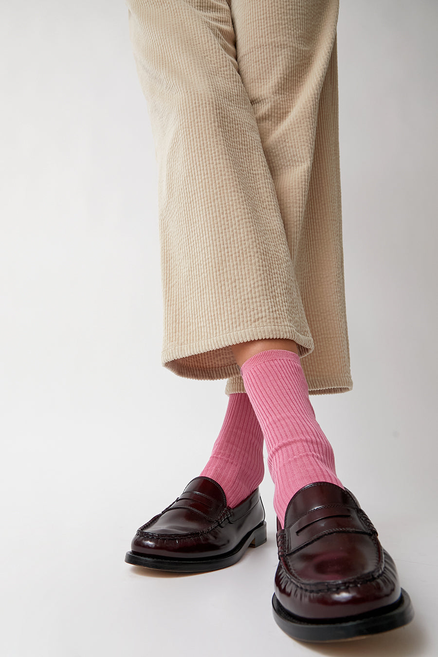Maria La Rosa Organic Cotton Ribbed Socks in Pink