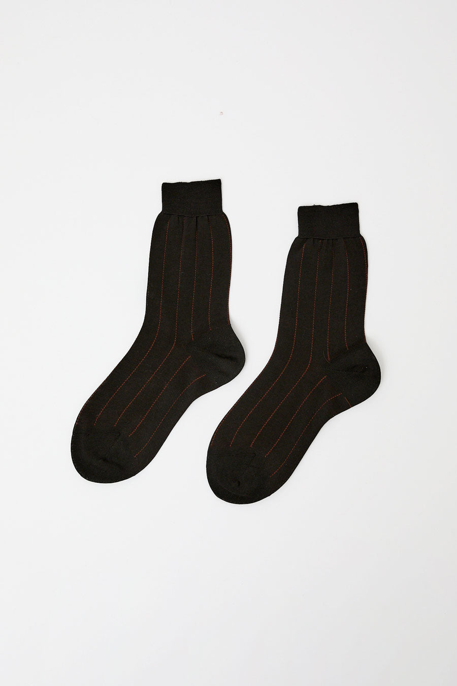 Maria La Rosa Pinstripe Viscose Socks in Dark Brown