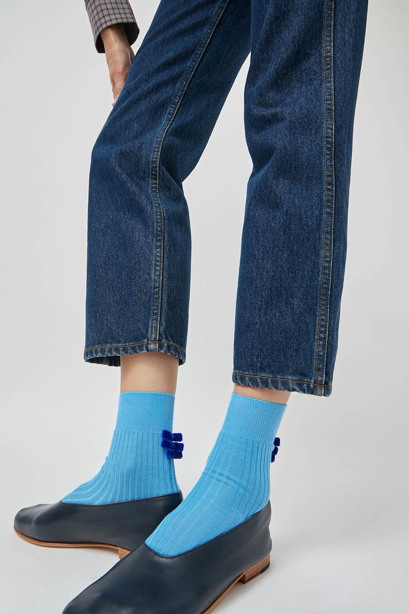 Maria La Rosa Poetry Socks in Blu Reale