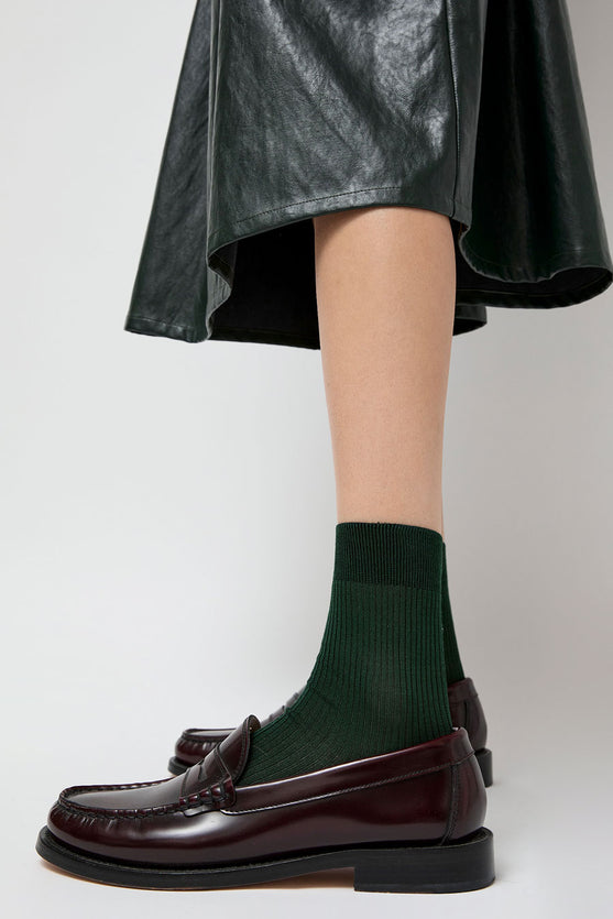 Maria La Rosa Ribbed Ankle Socks in Cipresso