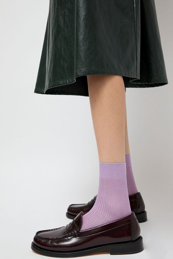 Maria La Rosa Ribbed Ankle Socks in Lilla