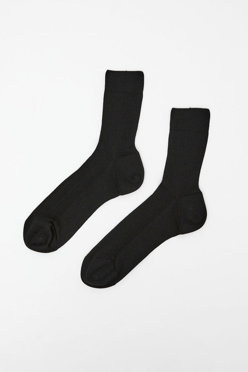 Maria La Rosa Ribbed Ankle Socks in Nero