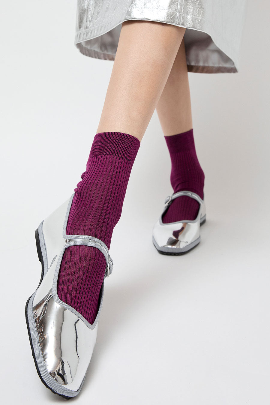 Maria La Rosa Ribbed Ankle Socks in Susina