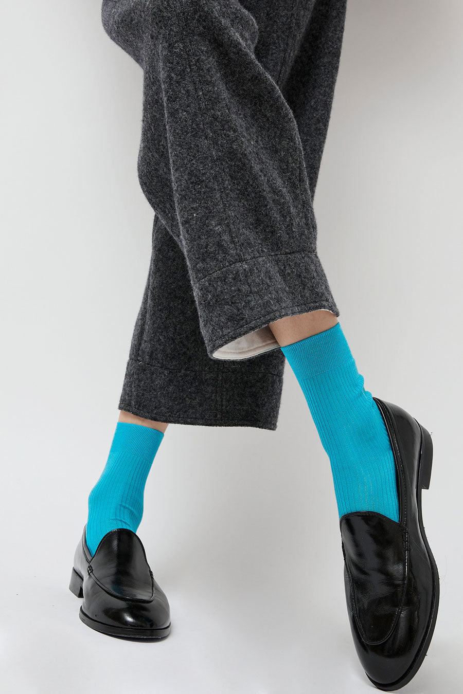 Maria La Rosa Ribbed Ankle Socks in Turquoise