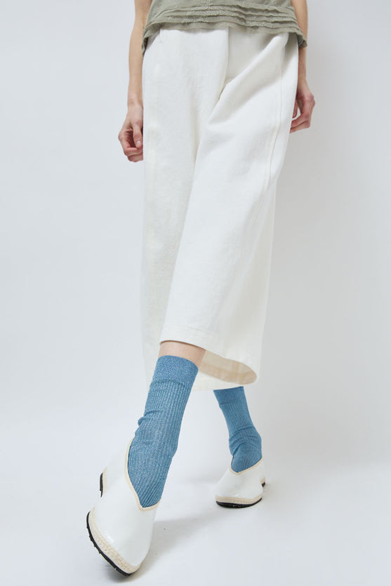 Maria La Rosa Ribbed Lurex Socks in Light Blue