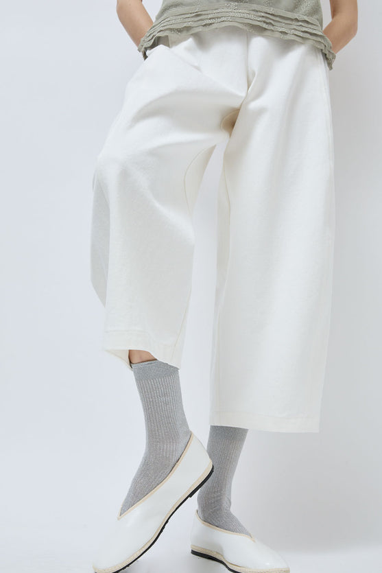 Maria La Rosa Ribbed Lurex Socks in Silver