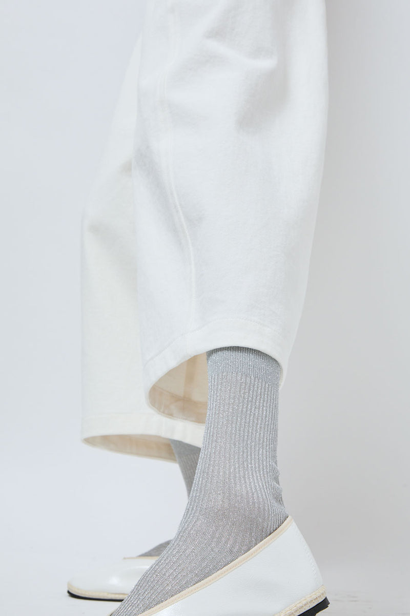 Maria La Rosa Ribbed Lurex Socks in Silver