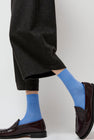 Maria La Rosa Ribbed Mid Calf Bio Cotton Socks in Blu Reale