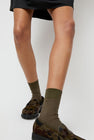 Maria La Rosa Ribbed Mid Calf Bio Cotton Socks in Military