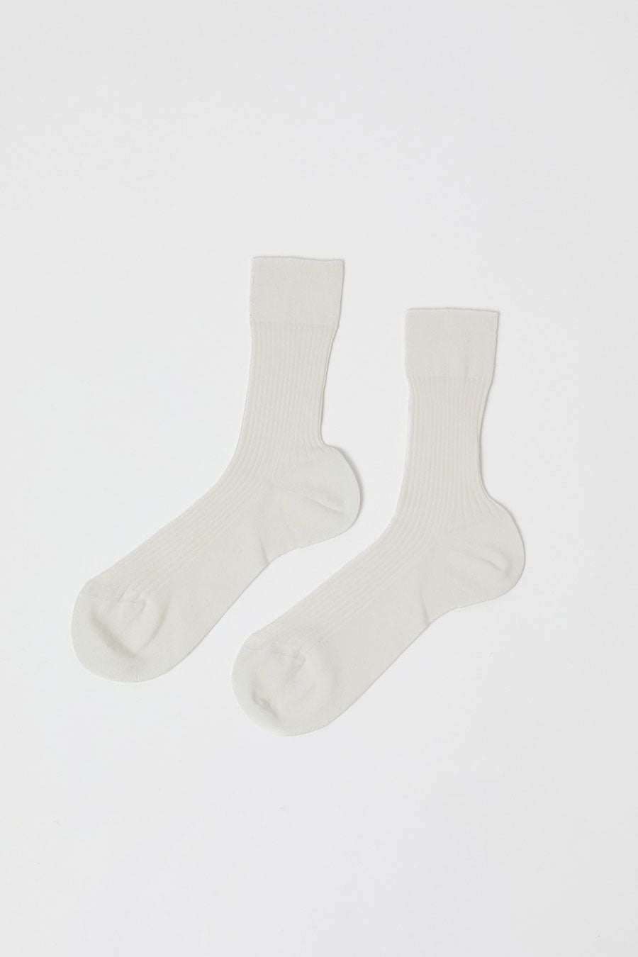 Maria La Rosa Ribbed Mid Calf Bio Cotton Socks in Off White