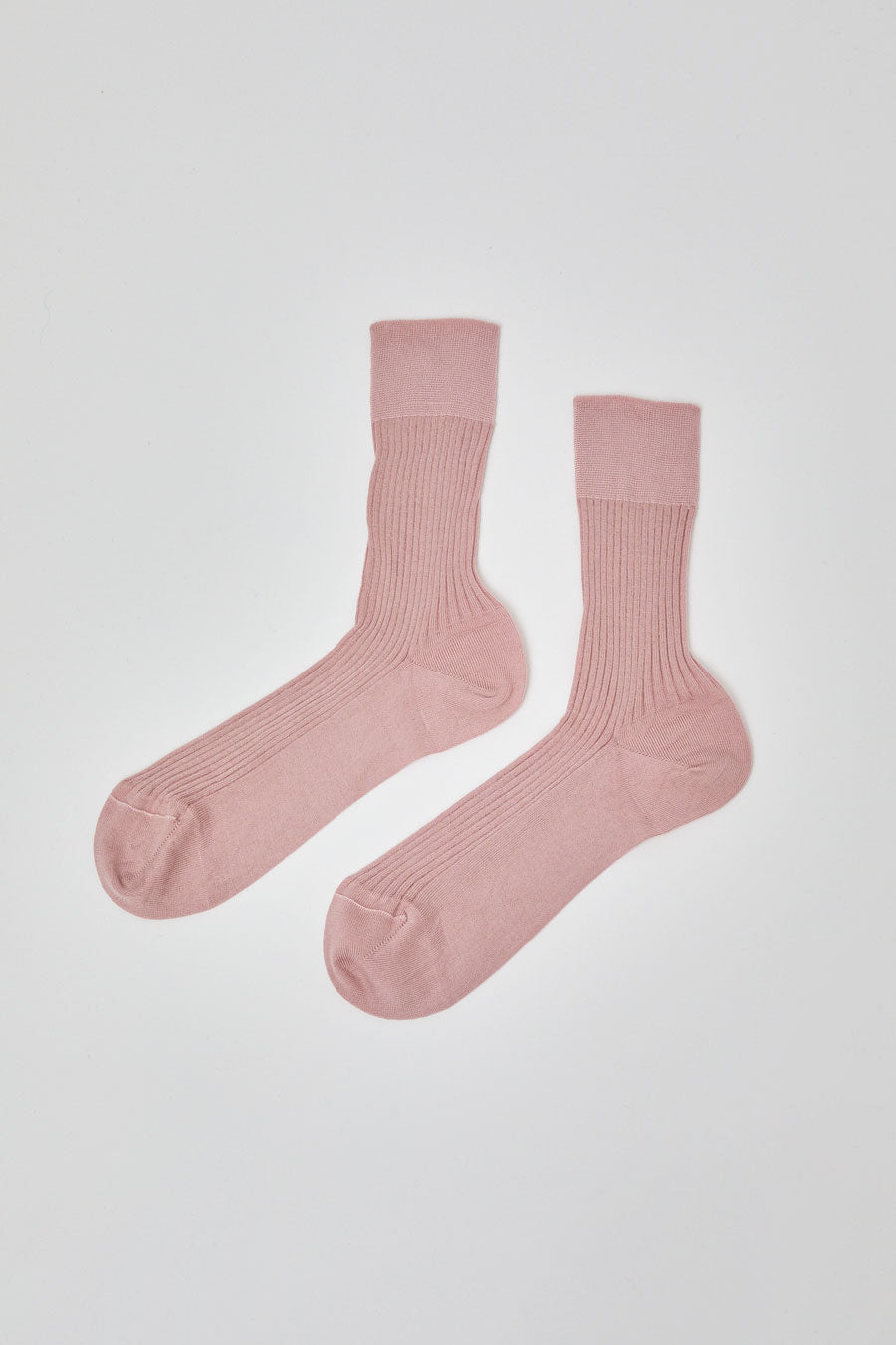 Maria La Rosa Ribbed Mid Calf Bio Cotton Socks in Pale Pink