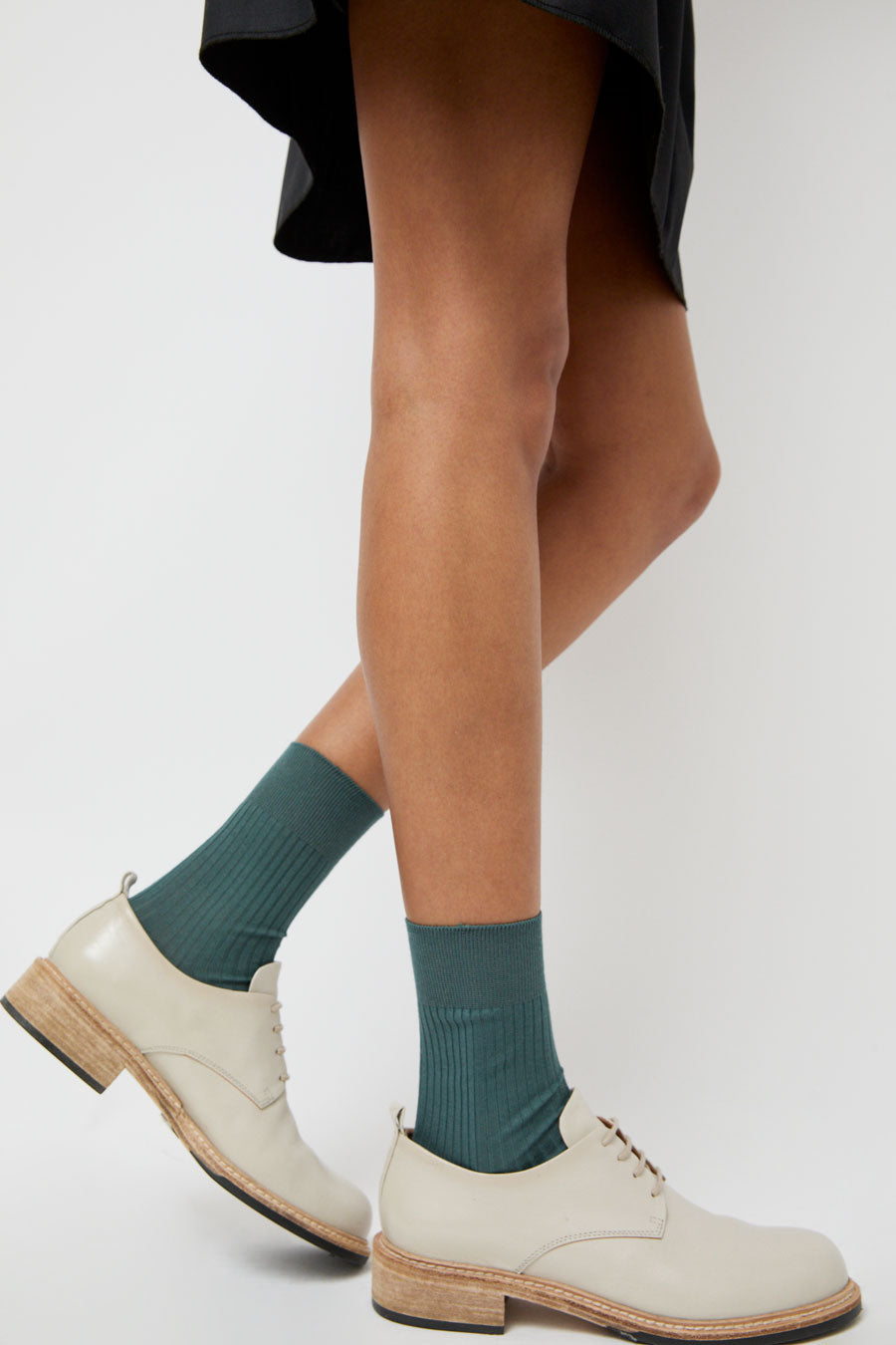 Maria La Rosa Ribbed Mid Calf Bio Cotton Socks in Rosemary