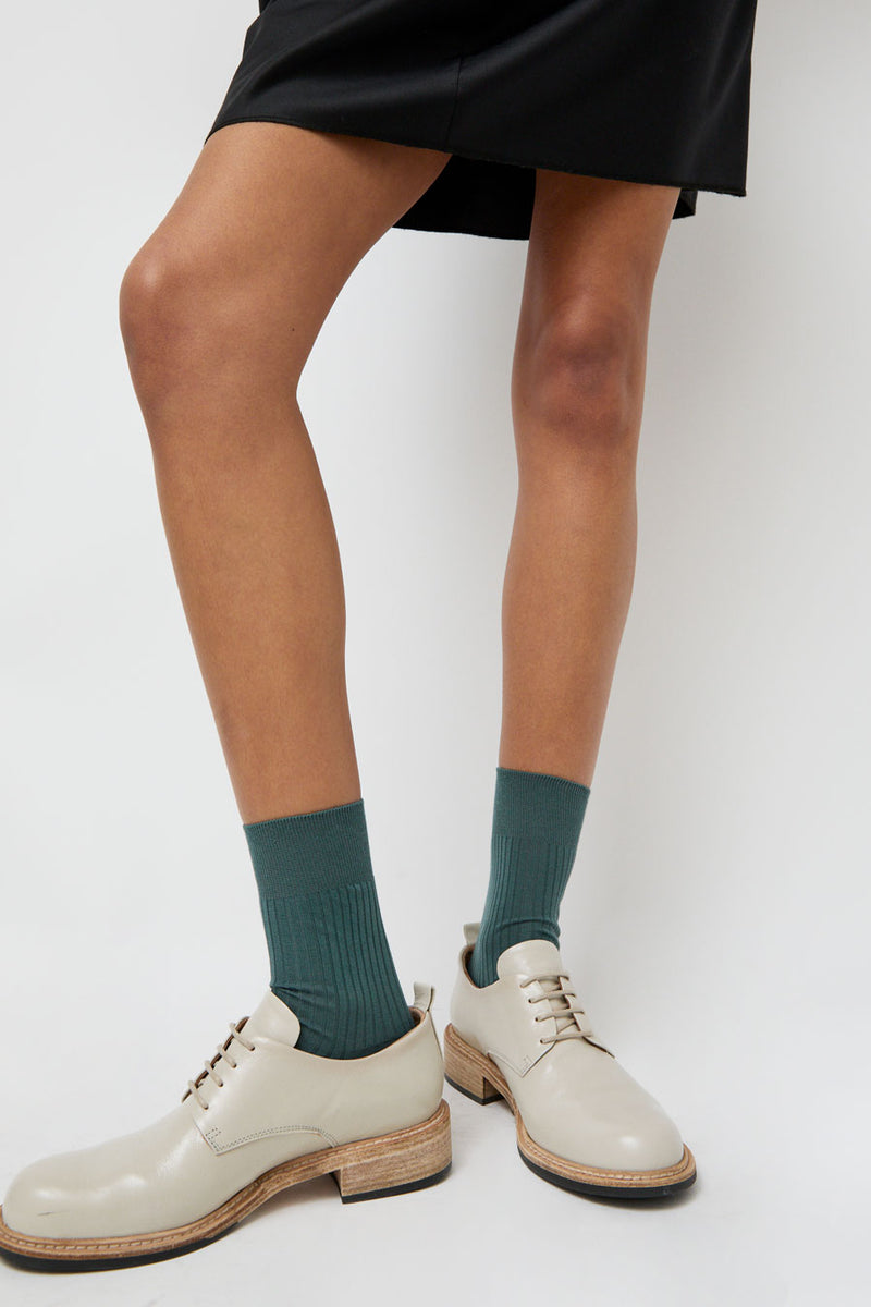 Maria La Rosa Ribbed Mid Calf Bio Cotton Socks in Rosemary