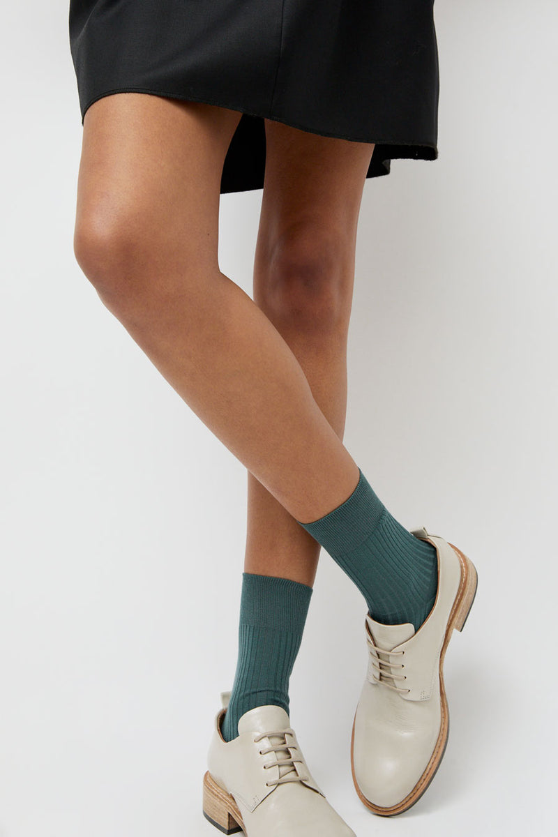 Maria La Rosa Ribbed Mid Calf Bio Cotton Socks in Rosemary