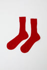 Maria La Rosa Ribbed Mid Calf Bio Cotton Socks in Rosso Lacca