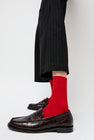 Maria La Rosa Ribbed Mid Calf Bio Cotton Socks in Rosso Lacca