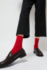 Maria La Rosa Ribbed Mid Calf Bio Cotton Socks in Rosso Lacca