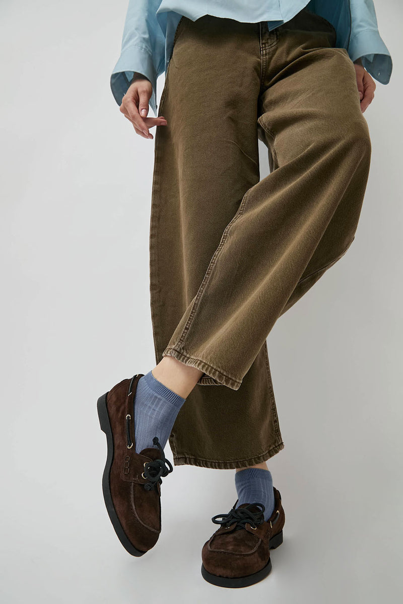 Maria La Rosa Ribbed Short Bio Cotton Socks  in Acciaio