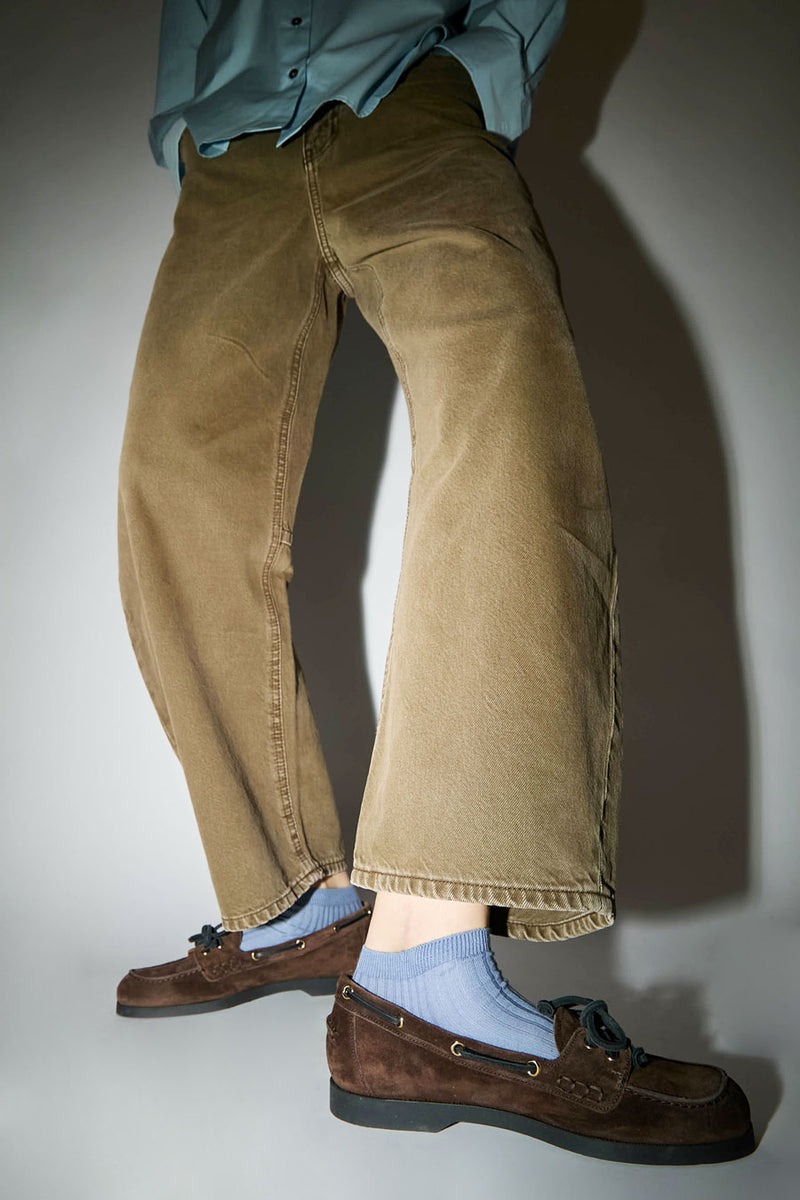 Maria La Rosa Ribbed Short Bio Cotton Socks  in Acciaio