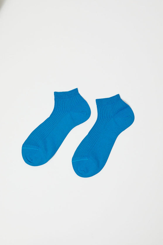 Maria La Rosa Ribbed Short Bio Cotton Socks in Azure