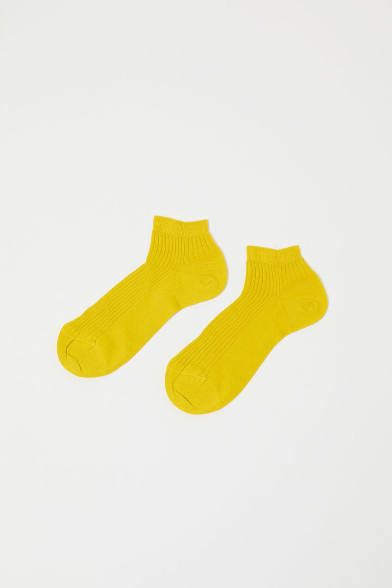 Maria La Rosa Ribbed Short Bio Cotton Socks in Limone